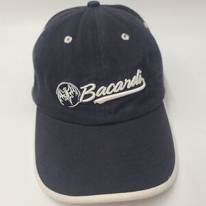Bacardi Hat Adjustable (Fits Small) Black White Logo Rum Liquor Promo Casual Men